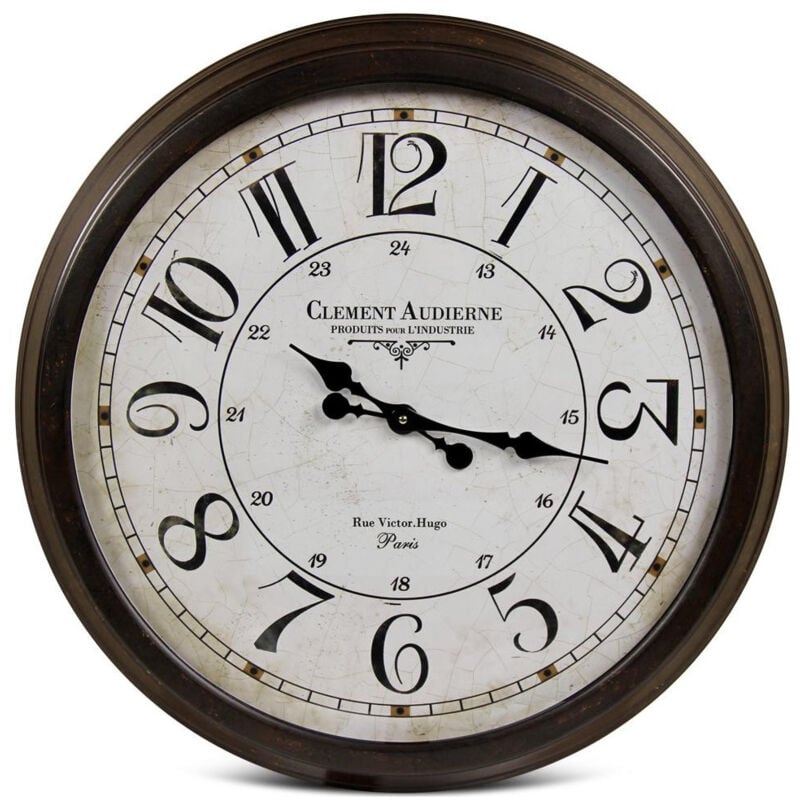 Grande horloge ancienne murale clément audierne - Métal - Blanc - Décoration d'Autrefois