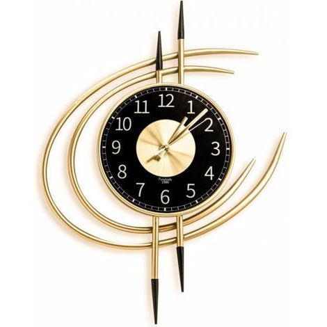 Grande horloge dorée, design moderne XXL 54 cm, horloge murale géante silencieuse (sans tic-tac), horloge murale originale en métal pour la décoration du salon.