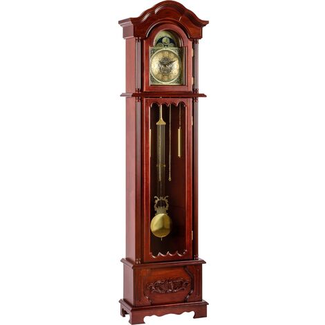 Grande horloge mécanique rétro vintage KRONOS acajou, 200 cm x 52 cm x 25 cm, régulateur, pendule bois antique