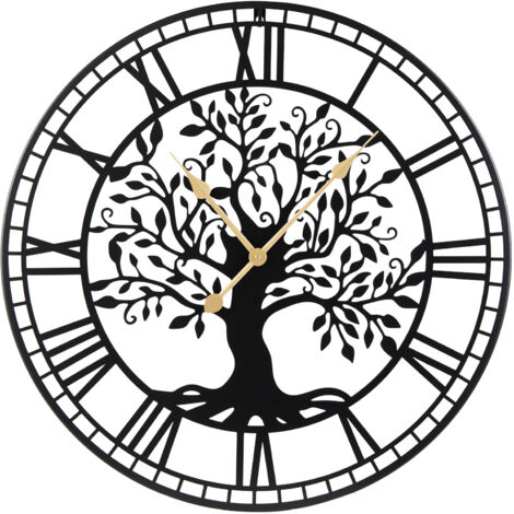 Grande Horloge Murale 68 cm, Motif Arbre de Vie en Métal, Horloge Décorative Silencieuse à Pile sans Tic Tac,  pour Salon, Chambre, Bureau