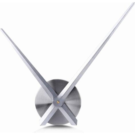 Grande horloge murale - Aiguilles 3D - Horloge à mécanisme à quartz - Loisirs créatifs - Décoration d'intérieur(Argent)