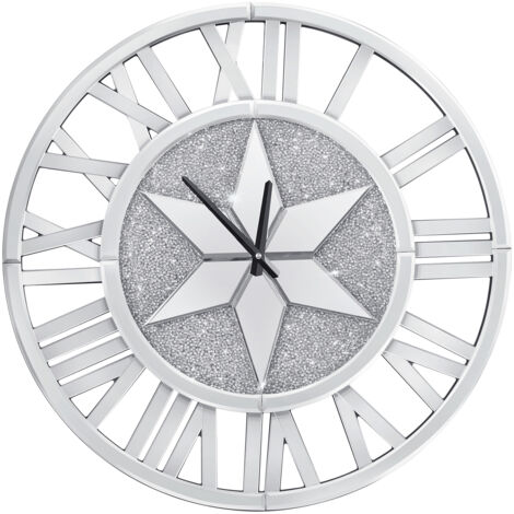Grande Horloge Murale Design Salon: Pendule Murale Diamètre 60 cm Montre Murale Ronde Moderne - Argenté