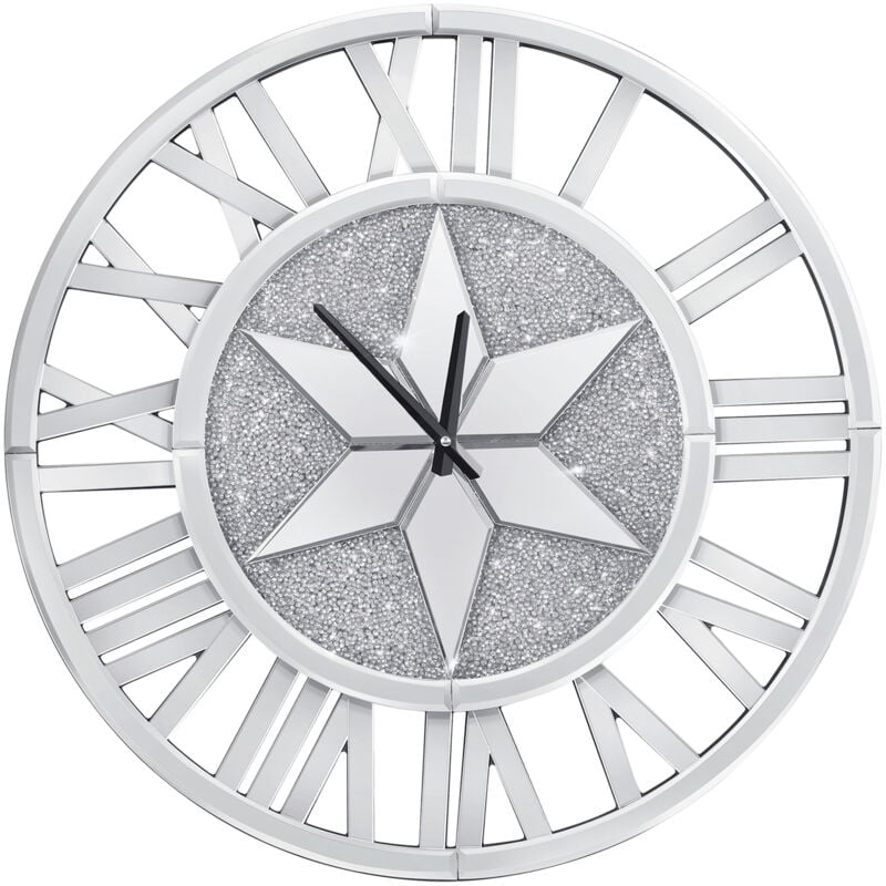 Grande Horloge Murale Design Salon: Pendule Murale Diamètre 60 cm Montre Murale Ronde Moderne - Argenté