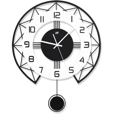 Grande horloge murale, idéale pour la décoration du salon, horloge à pendule moderne et silencieuse, sans tic-tac, fonctionne à piles, 35 x 43 cm