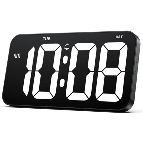 Grande horloge murale numérique avec d'énormes chiffres clairs de 10,2 cm – Horloge numérique pour mur avec heure d'été, gradation automatique, semaine, 12/24 heures (pas une horloge à pile)