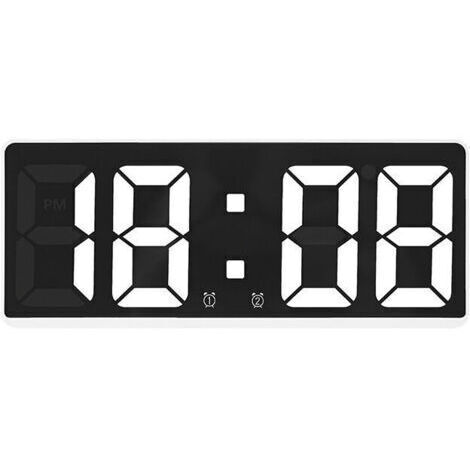 Grande horloge murale numérique intelligente APP Contrôle heure/date/activation du son et fonction de compte à rebours Luminosité et volume en continu Réveil avec fonction Snooze Coque noire