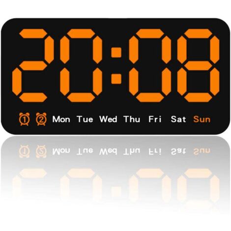Grande Horloge Murale Numérique LED - Gros Chiffres, Double Alarme, 3 Niveaux de Luminosité