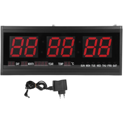 Grande horloge murale numérique LED moderne, Date, température 24 ou 12 heures, bureau, prise ue, 110V-240V