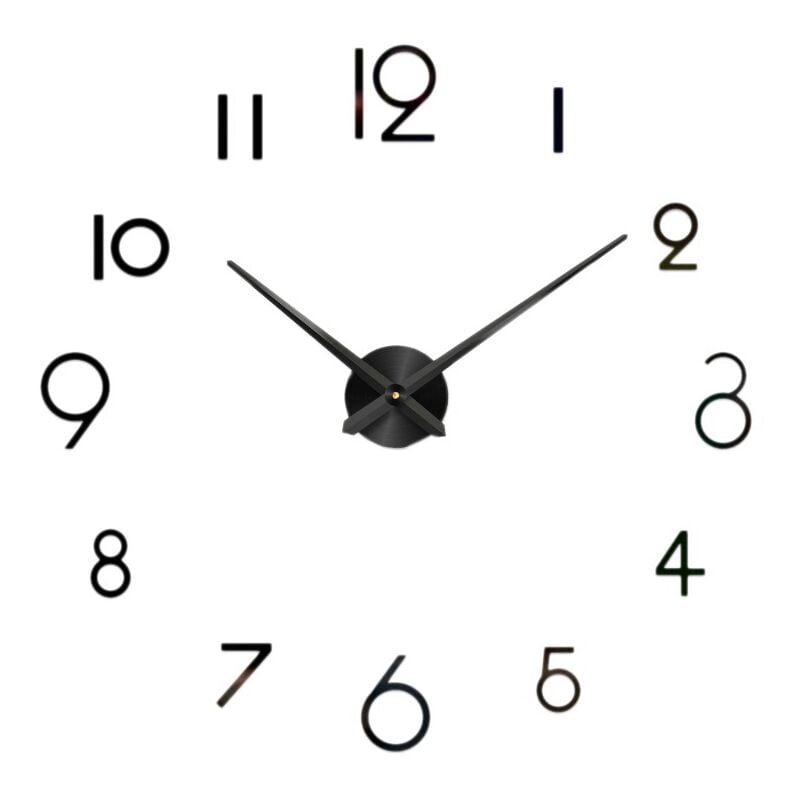 Grande Horloge Murale NuméRique 3D Bricolage Cadre Muet Horloges à Quartz Coutil avec NuméRo de pour de DéCoration de Chambre à Coucher, Noir