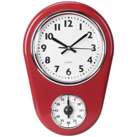 Grande horloge murale vintage avec minuteur pour la cuisine.