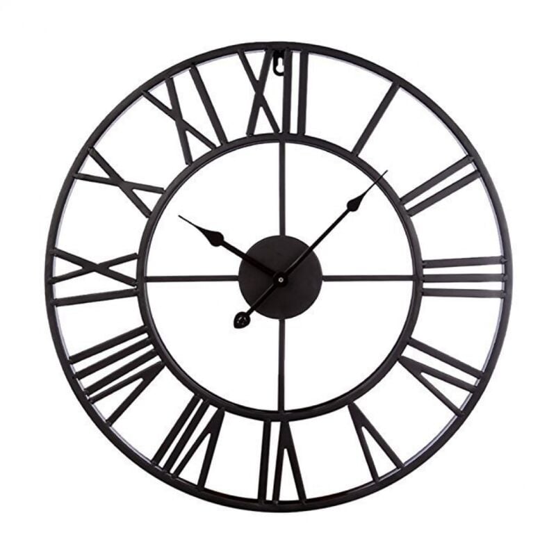 Sunxury - Grande Horloge Pendule Murale en métal Style Vintage - diamètre 40 cm - Coloris Noir