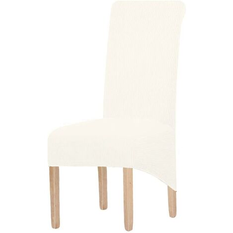 Grande housse de chaise de salle à manger en jacquard extensible (crème, 2 pièces)