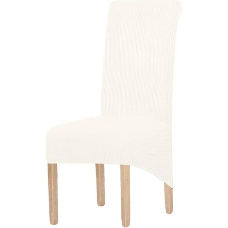 Grande Housse de Chaise de Salle à Manger Jacquard Extensible(Crème,2 Pièces)
