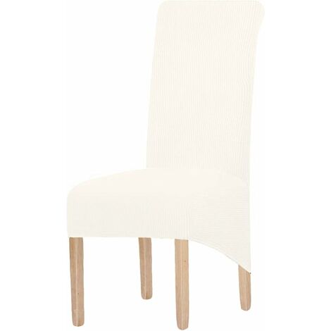Grande Housse de Chaise de Salle à Manger Jacquard Extensible(Crème,2 Pièces)