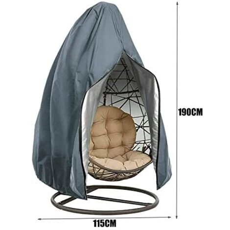 Grande housse de protection pour fauteuil suspendu - En tissu avec revêtement en polyuréthane - Imperméable et respirant - Gris