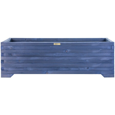 Grande jardinière en bois 120x35x40cm Greenspot pour terrasse, balcon et jardin - Jardinière en bois massif - Grande jardinière de jardin en rondins de bois pour fleurs, herbes, arbustes - Couleur boi