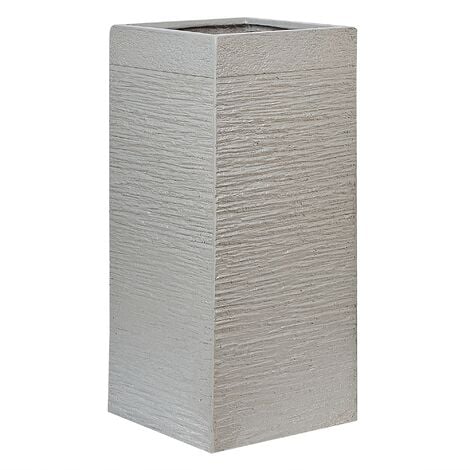 Grande Jardinière Haute Terre Cuite Décor Intérieur Extérieur 33x33x70 cm Gris Clair Dion