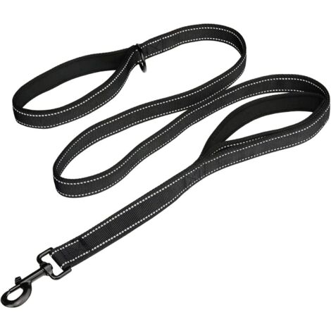 Grande laisse pour chien, 1,5 m Double poignées Laisse pour chien en nylon robuste et robuste avec 2 poignées rembourrées