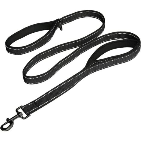 Grande laisse pour chien, 1,5 m Double poignées Laisse pour chien en nylon robuste et robuste avec 2 poignées rembourrées