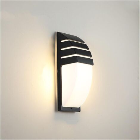 Grande lampada da esterno da 12W per patio e giardino - Impermeabile e resistente all'umidità - 1 pezzo, nera, luce bianca