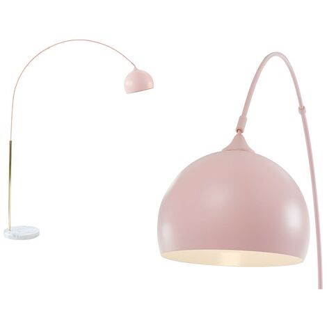 Grande lampada da terra ad arco H. 180 cm Metallo e Marmo Rosa Opaco e Dorato Stile: Art Déco - OMBRAGE - Rosa