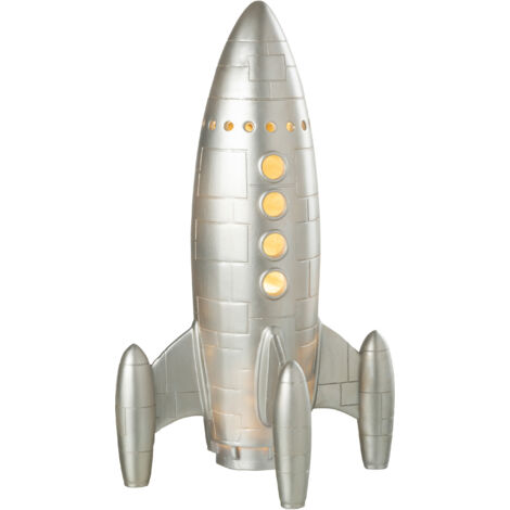 Grande lampe à poser fusée argentée 43 cm