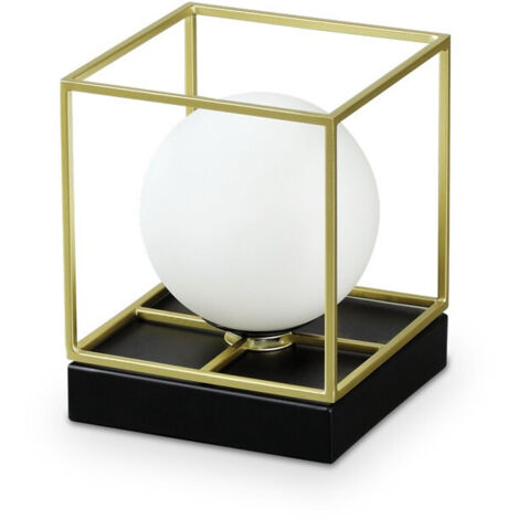 Grande Lampe de Table Cube Décorative Laiton Satiné, G9