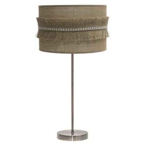 Grande lampe de table kala 1xe27 cuir/sac 63x30x30 cm avec franges