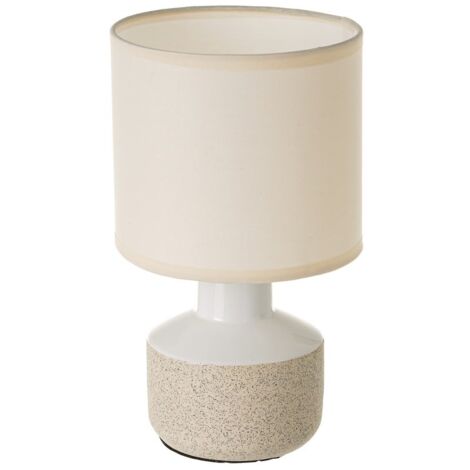 Grande lampe de table moderne marbrée en céramique blanche et beige, ø 16x26 cm