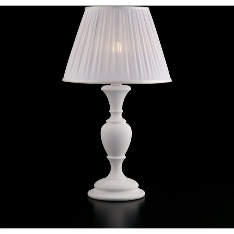 Bonetti Illumina - Fiorenza Lampe Shabby en bois blanc 1 lumière avec abat-jour dm.35 H.62 d.35 BL172-LM-BCO