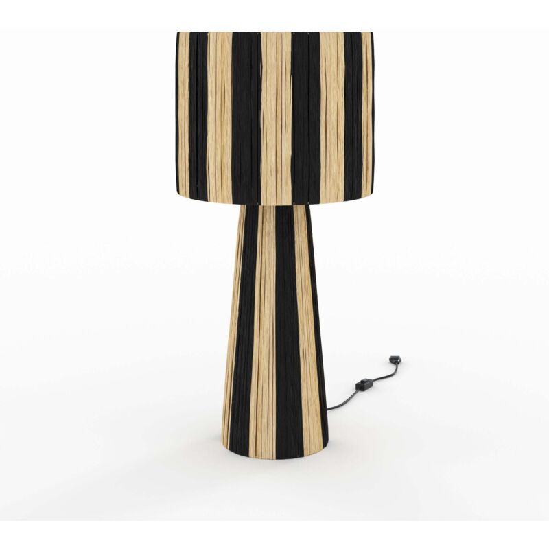 Grande lampe rayée noire en feuille de palmier - SOLÉA