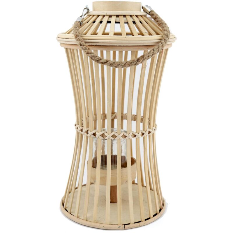 Pier Import - Grande lanterne d'intérieur en bambou avec anse en corde