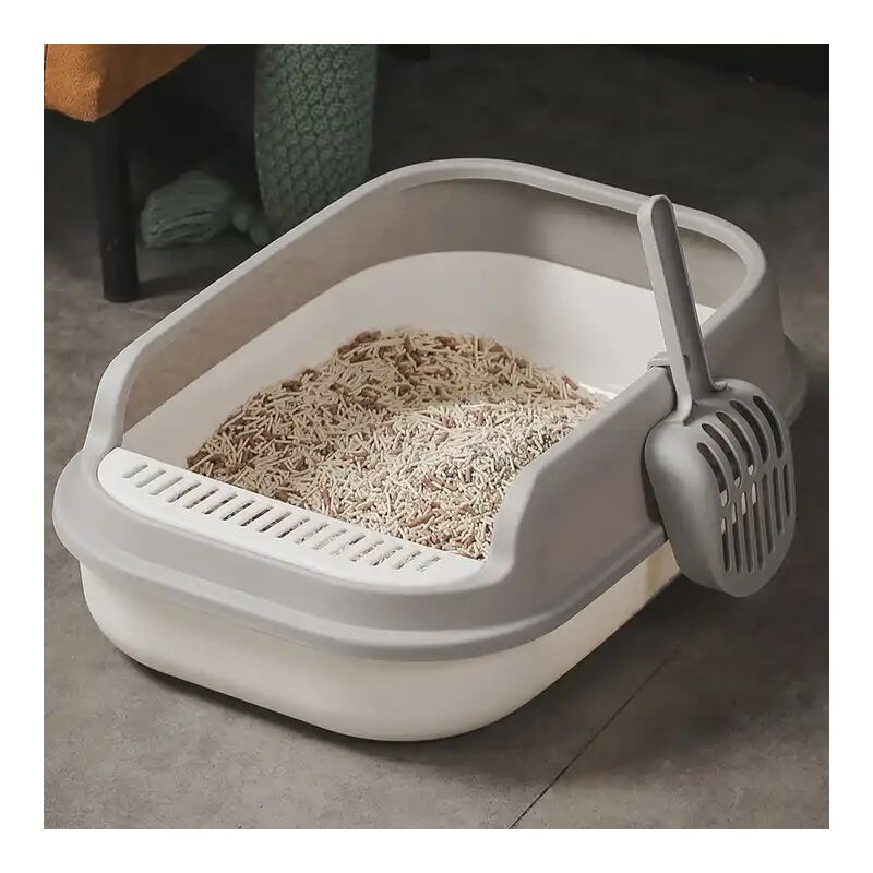 Grande Litière Pour Chat Ouverte, Solide, Durable + Pelle