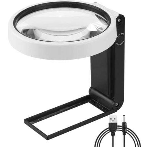 Grande loupe 4.35in 10X 30X avec lumière et Support, loupe Lumineuse LED Portable Debout, loupe de Lecture Pliante avec pour Les Seniors Lire, Point de Croix, Carte, Bijoux