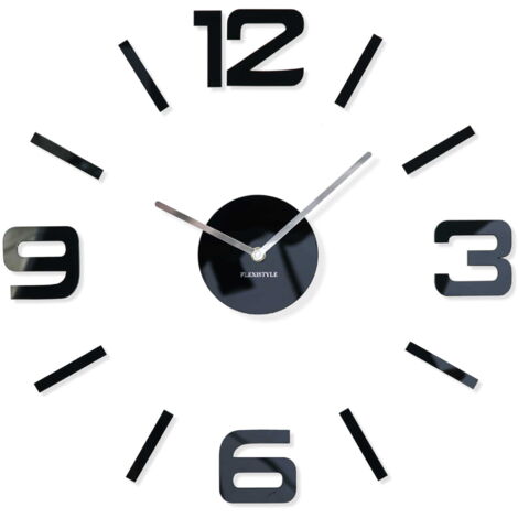 Grande orologio da parete fai da te nero 50-75 cm