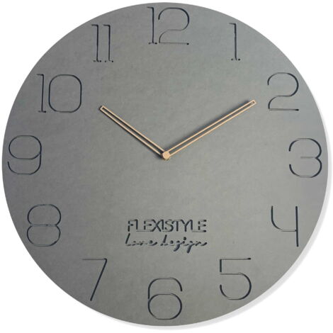 Grande orologio da parete per il soggiorno, grigio, ECO, 50 cm