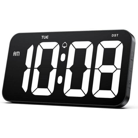 Grande orologio digitale da parete con numeri enormi e ben visibili da 10,2 cm – Orologio digitale da parete con ora legale, regolazione automatica della luminosità, giorno della settimana, formato 12