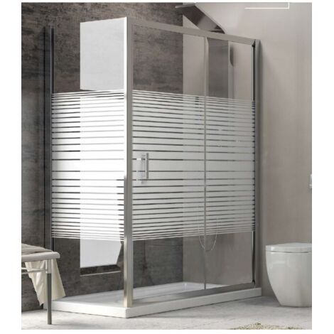 Grande paroi de douche carrée NEW FLORA 500 sérigraphiée H. 180 cm-Transparent-Transparent--