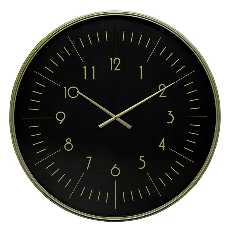 Atmosphera - Horloge murale noire avec aiguilles dorées, alfie, grande, ø 75 cm