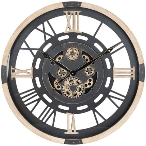 Horloge mécanique bois D80cm - Atmosphera créateur d'intérieur