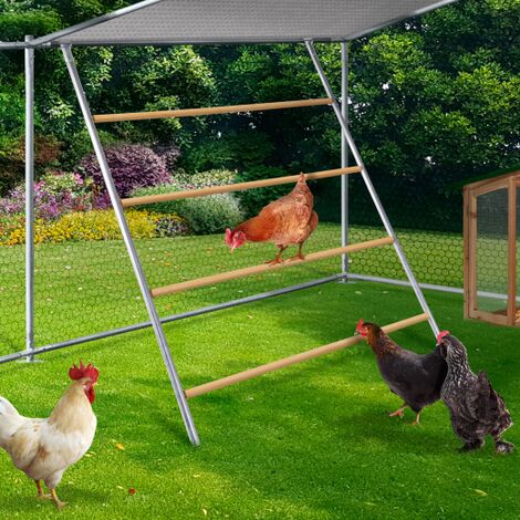  Gallinero grande de metal para gallineros/corral para pollos de  6/10 jaula de aves de corral con cubierta impermeable para conejos, pato,  corral de pollos para patio al aire libre : Patio