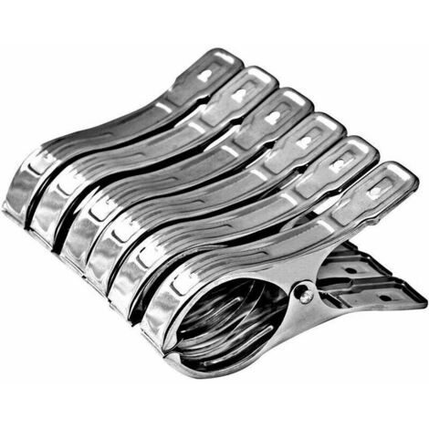 Grande Pinces à Linge en Acier Inoxydable Serviette Clips pour Draps de Bain - 6 Pcs
