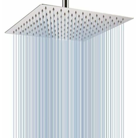 Grande Pomme de Douche au Plafond de 30cm - Pommeau de Douche Carré à Haute Pression en Acier Inoxydable pour une Douche Confortable (Chrome),