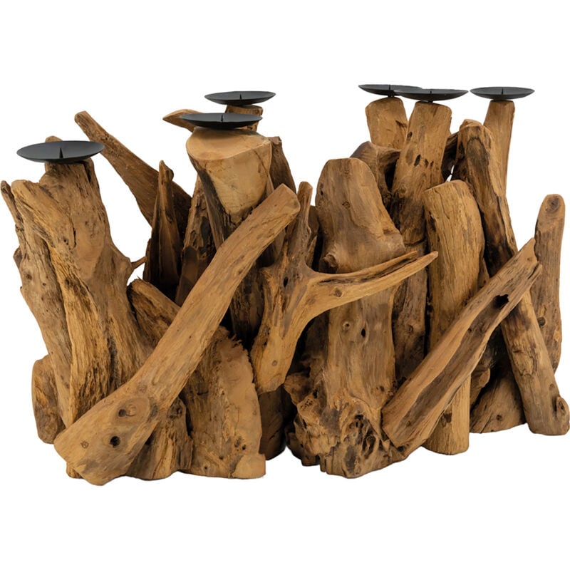 Grande porte-bougies en teck Gita