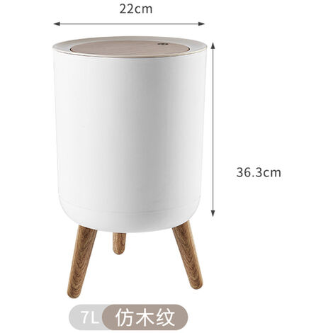 Grande poubelle de cuisine de luxe avec couvercle, poubelle étanche pour chambre à coucher, salon, produits ménagers, DF50LJ,Round White 7L