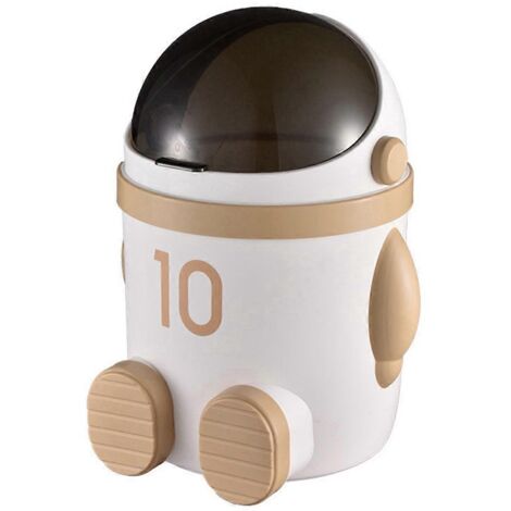 Grande poubelle décorative sur le thème des astronautes avec couvercle, couleur kaki.