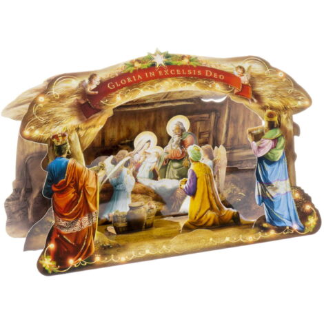 Grande presepe di carta con brillantini