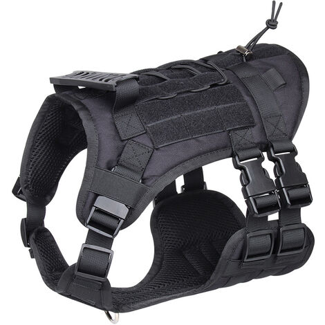 Grande sangle tactique pour chien, sans tension, facile à porter, sangle de gilet réglable pour chien NOIR - S