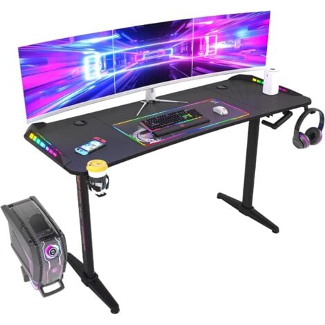 Scrivania Gaming Porta Pc Computer con Luci LED RGB e Tappetino Mouse Pad  80x30
