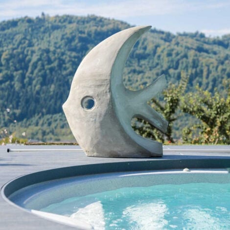 grande sculpture design poisson 100 cm gris